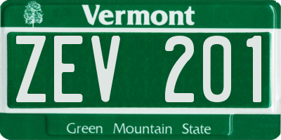 VT license plate ZEV201