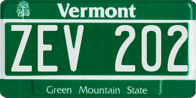 VT license plate ZEV202
