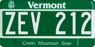VT license plate ZEV212