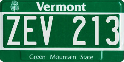 VT license plate ZEV213