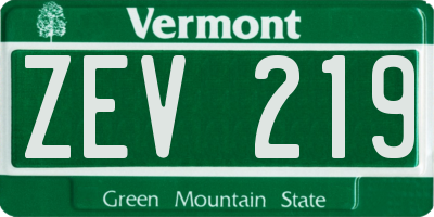 VT license plate ZEV219