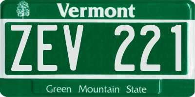 VT license plate ZEV221