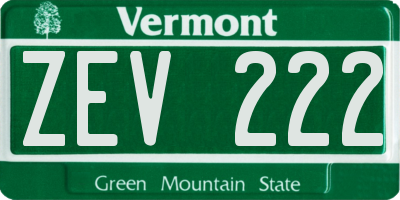 VT license plate ZEV222