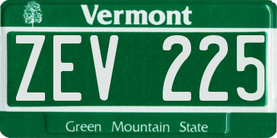 VT license plate ZEV225