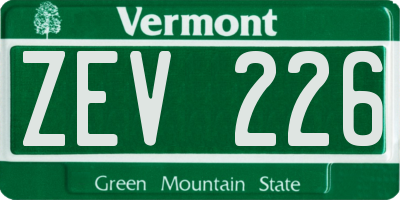 VT license plate ZEV226