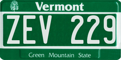 VT license plate ZEV229