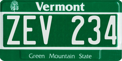VT license plate ZEV234