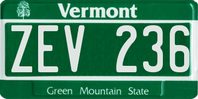 VT license plate ZEV236