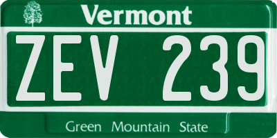 VT license plate ZEV239