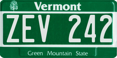 VT license plate ZEV242