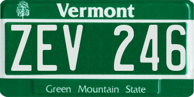 VT license plate ZEV246