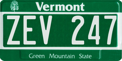 VT license plate ZEV247