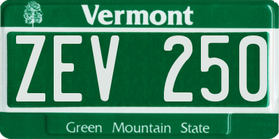 VT license plate ZEV250