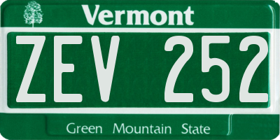 VT license plate ZEV252