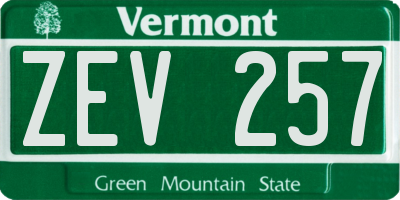VT license plate ZEV257