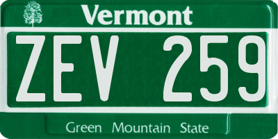 VT license plate ZEV259