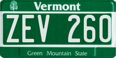 VT license plate ZEV260