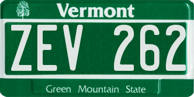 VT license plate ZEV262