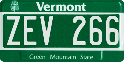 VT license plate ZEV266
