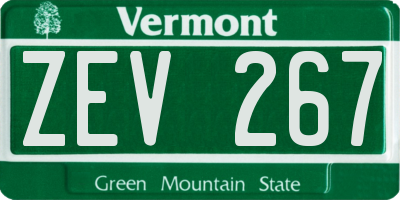 VT license plate ZEV267