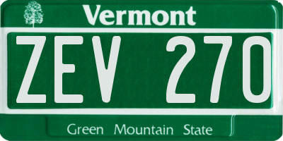 VT license plate ZEV270
