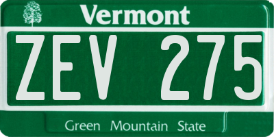 VT license plate ZEV275