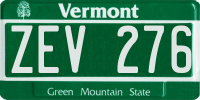 VT license plate ZEV276