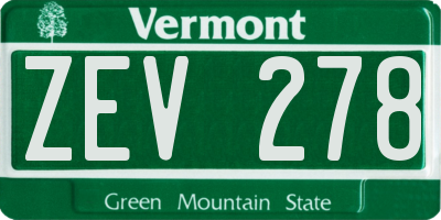 VT license plate ZEV278