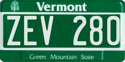 VT license plate ZEV280