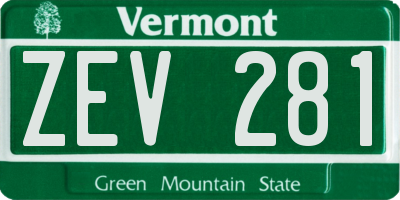 VT license plate ZEV281