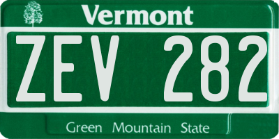 VT license plate ZEV282