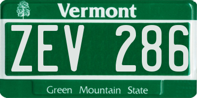 VT license plate ZEV286