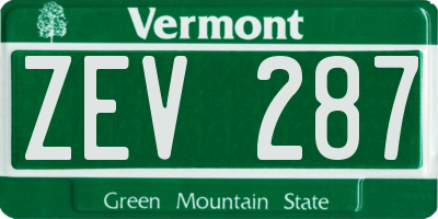 VT license plate ZEV287