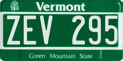 VT license plate ZEV295