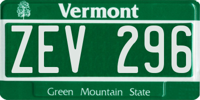 VT license plate ZEV296