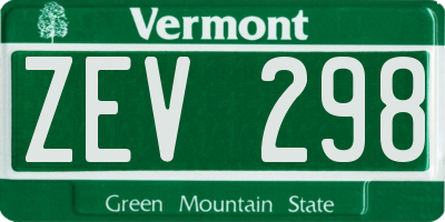VT license plate ZEV298