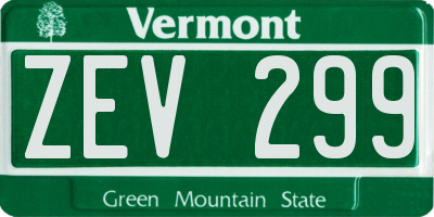 VT license plate ZEV299