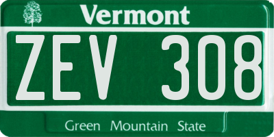 VT license plate ZEV308