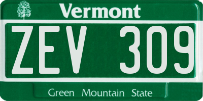 VT license plate ZEV309