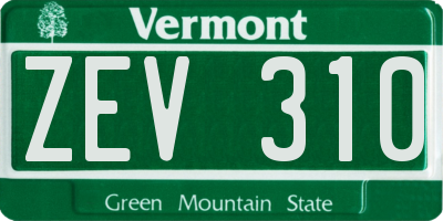 VT license plate ZEV310