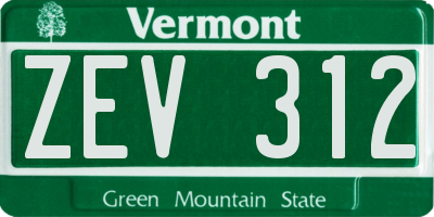 VT license plate ZEV312