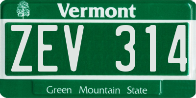 VT license plate ZEV314