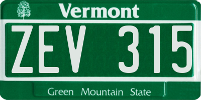 VT license plate ZEV315