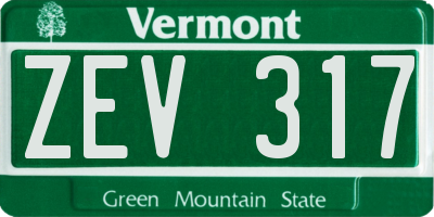 VT license plate ZEV317