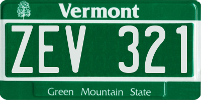 VT license plate ZEV321