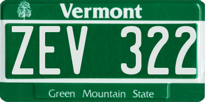 VT license plate ZEV322