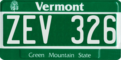 VT license plate ZEV326