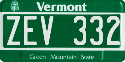 VT license plate ZEV332