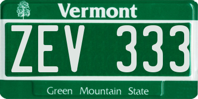VT license plate ZEV333