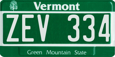 VT license plate ZEV334